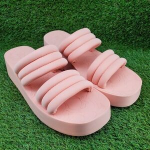 Roxy Totally Tubular SIZE 12 Women's Platform Slide Sandals Peaches Pink